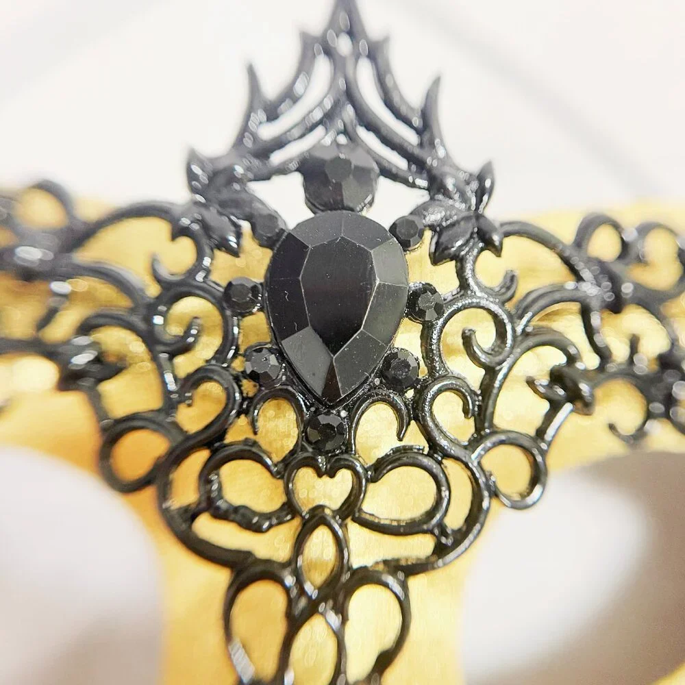 Mens masquerade mask, Black gold mask, Venetian mask, Prom mask, 2 in 1 mask